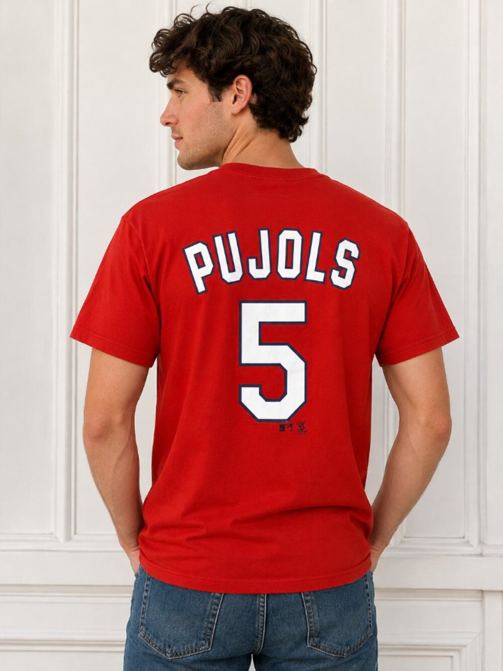 Vintage 2005 Albert Pujols #5 St Louis Cardinals Lee Sport T Shirt Mens L Red